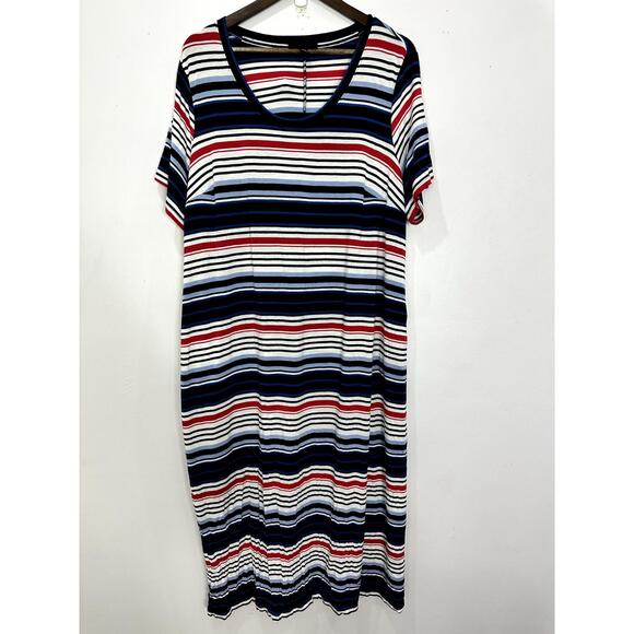 Lane Bryant Womens 18/20 Striped T-Shirt‎ Dress Preppy Coastal Stretch Soft - Picture 1 of 8